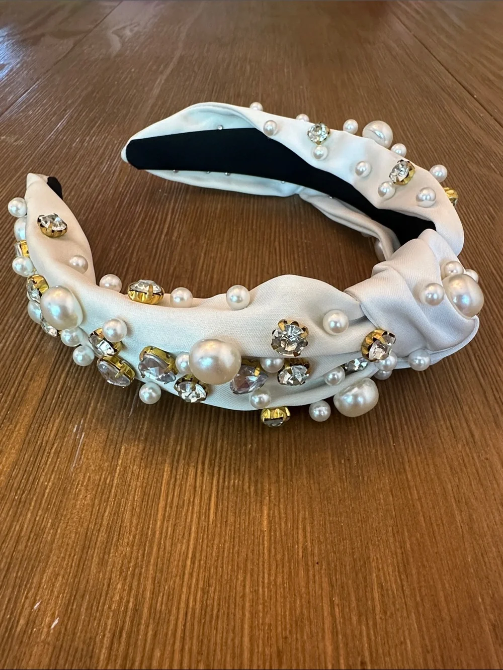 Embellished Pearl & Crystal Knotted Headband - Picture 4 of 4